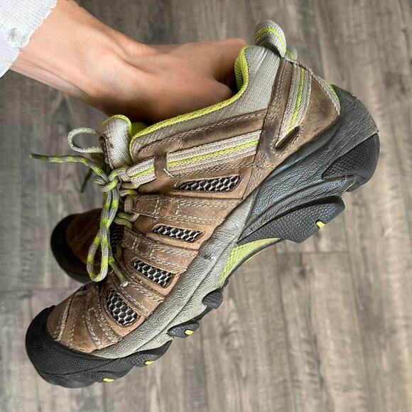 Vintage Brown Green Tactical Rubber Toe Keen Hiking Sporty Trail Shoes - Picture 7 of 8